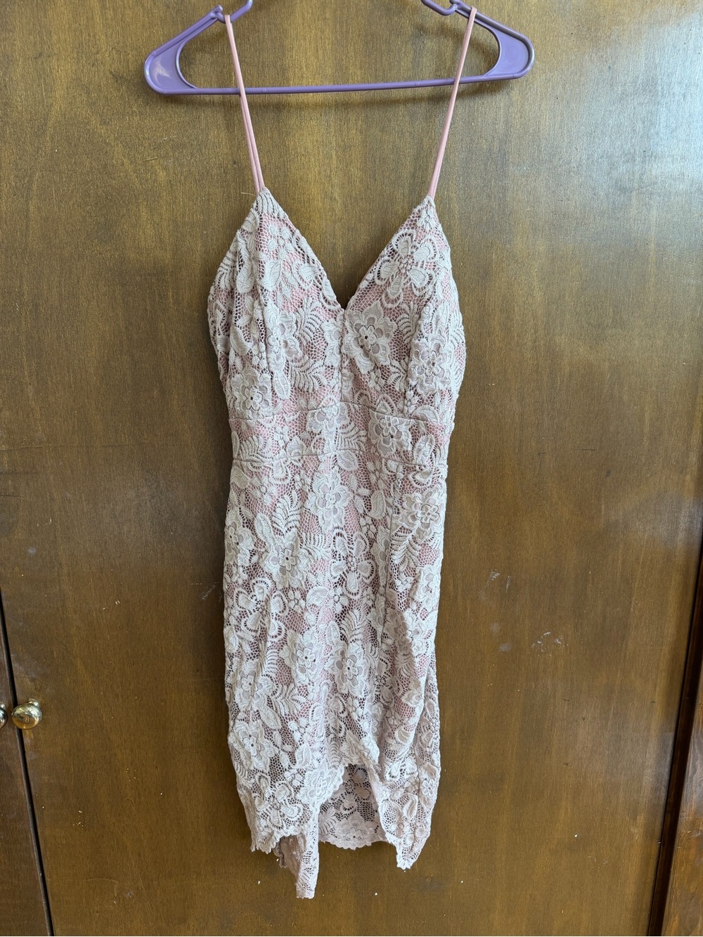 Windsor Blush Pink Lace Spaghetti Strap Dress